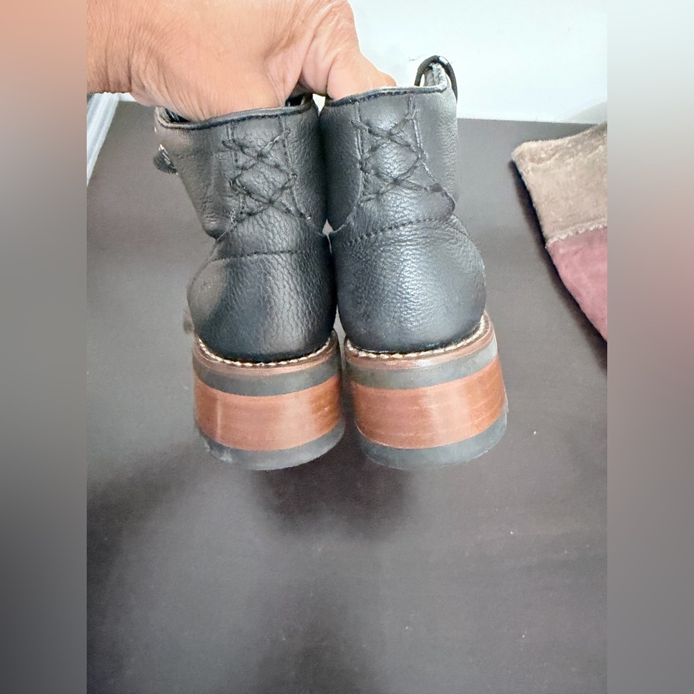 Frye Black Hiker Lace Up Leather Boots 7 - Picture 4 of 5
